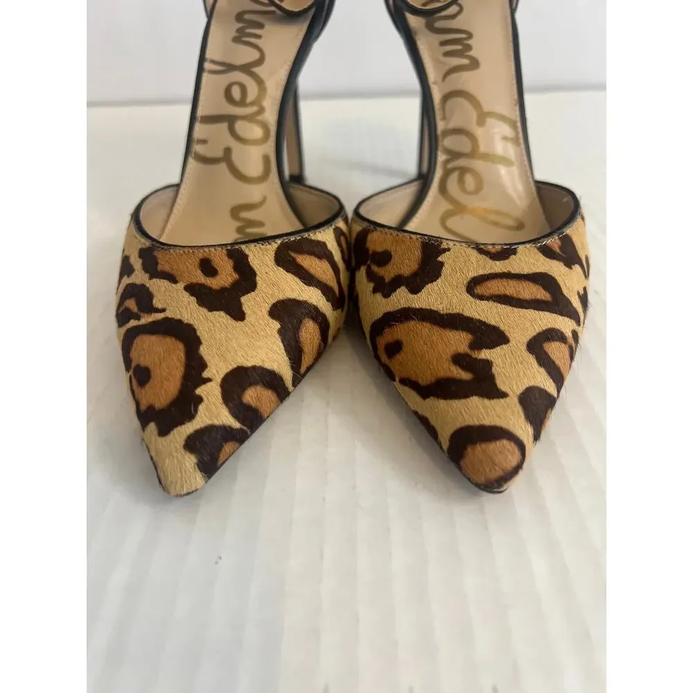 Sam Edelman Harlow leopard print ankle strap pumps size 7 1/2 - Picture 3 of 12